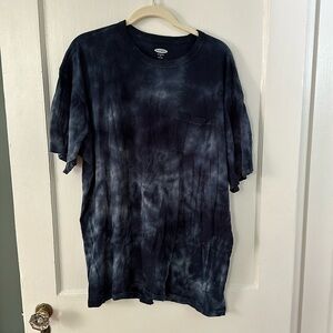 mens XL soft washed navy blue tie dye pocket tee old navy